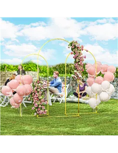 Outsunny Wedding Arch Frame Set, 2.2, 2, 1.8 m Metal Arch Backdrop Stand Set of 3, Balloon Arch Stand Set for Birthday Party, Br 2
