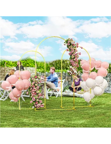 Outsunny Wedding Arch Frame Set, 2.2, 2, 1.8 m Metal Arch Backdrop Stand Set of 3, Balloon Arch Stand Set for Birthday Party, Br