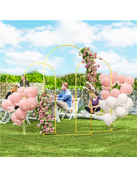 Outsunny Wedding Arch Frame Set, 2.2, 2, 1.8 m Metal Arch Backdrop Stand Set of 3, Balloon Arch Stand Set for Birthday Party, Br