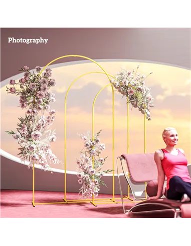 Outsunny Wedding Arch Frame Set, 2.2, 2, 1.8 m Metal Arch Backdrop Stand Set of 3, Balloon Arch Stand Set for Birthday Party, Br