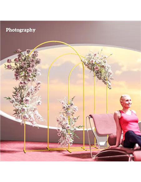 Outsunny Wedding Arch Frame Set, 2.2, 2, 1.8 m Metal Arch Backdrop Stand Set of 3, Balloon Arch Stand Set for Birthday Party, Br