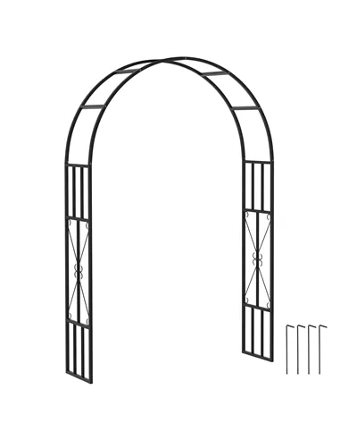 Outsunny Steel Garden Arch, 2.2m High x 1.5m Wide Metal Garden Trellis for Climbing Plants Roses Wisteria Vines, Outdoor Wedding