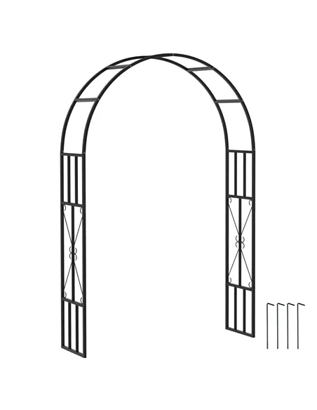 Outsunny Steel Garden Arch, 2.2m High x 1.5m Wide Metal Garden Trellis for Climbing Plants Roses Wisteria Vines, Outdoor Wedding