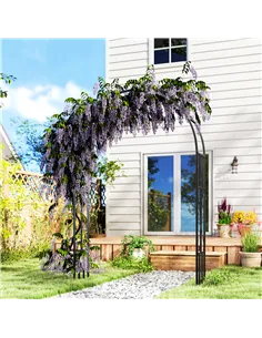 Outsunny Steel Garden Arch, 2.2m High x 1.5m Wide Metal Garden Trellis for Climbing Plants Roses Wisteria Vines, Outdoor Wedding 2