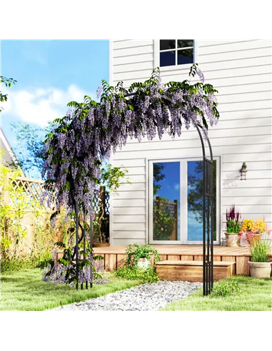 Outsunny Steel Garden Arch, 2.2m High x 1.5m Wide Metal Garden Trellis for Climbing Plants Roses Wisteria Vines, Outdoor Wedding
