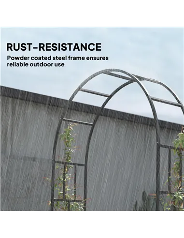 Outsunny Steel Garden Arch, 2.2m High x 1.5m Wide Metal Garden Trellis for Climbing Plants Roses Wisteria Vines, Outdoor Wedding