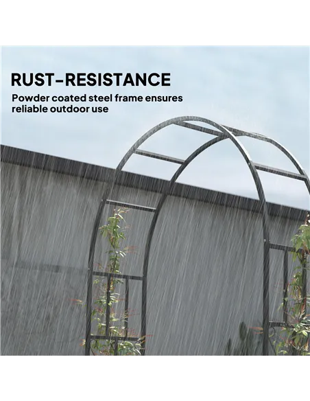 Outsunny Steel Garden Arch, 2.2m High x 1.5m Wide Metal Garden Trellis for Climbing Plants Roses Wisteria Vines, Outdoor Wedding