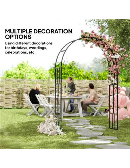 Outsunny Steel Garden Arch, 2.2m High x 1.5m Wide Metal Garden Trellis for Climbing Plants Roses Wisteria Vines, Outdoor Wedding