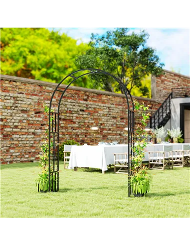 Outsunny Steel Garden Arch, 2.2m High x 1.5m Wide Metal Garden Trellis for Climbing Plants Roses Wisteria Vines, Outdoor Wedding