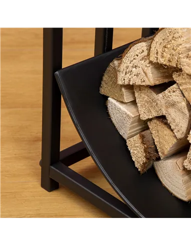 Outsunny Metal Firewood Log Holder Indoor Outdoor Firewood Rack Inner Arced Fireplace Wood Storage Shelf w/ Bear Shape Design, R