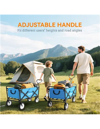 Outsunny 90L Festival Trolley on Wheels, Folding Camping Trolley Cart with Adjustable Handle, Portable for Outdoor, Garden, Shop