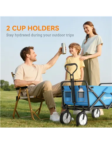 Outsunny 90L Festival Trolley on Wheels, Folding Camping Trolley Cart with Adjustable Handle, Portable for Outdoor, Garden, Shop