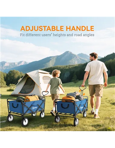 Outsunny 90L Festival Trolley on Wheels, Folding Camping Trolley Cart with Adjustable Handle, Portable for Outdoor, Garden, Shop
