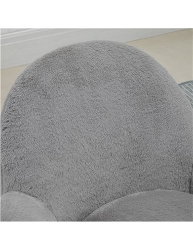 HOMCOM Makeup Vanity Chair, Cute Fluffy Desk Chair with Rolling Wheels for Bedroom Living Room, Grey