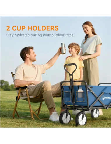 Outsunny 90L Festival Trolley on Wheels, Folding Camping Trolley Cart with Adjustable Handle, Portable for Outdoor, Garden, Shop