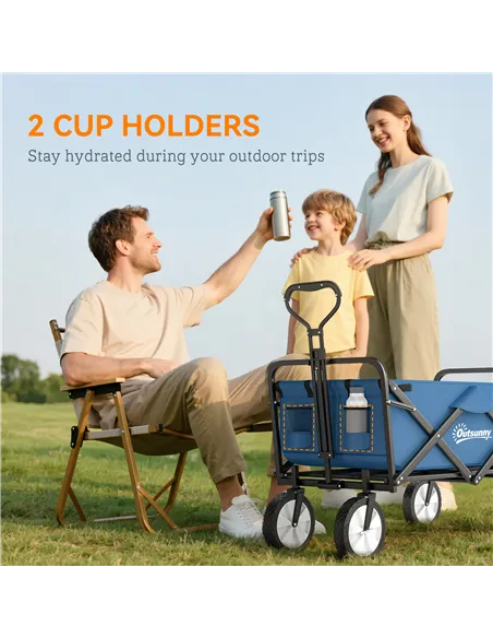 Outsunny 90L Festival Trolley on Wheels, Folding Camping Trolley Cart with Adjustable Handle, Portable for Outdoor, Garden, Shop