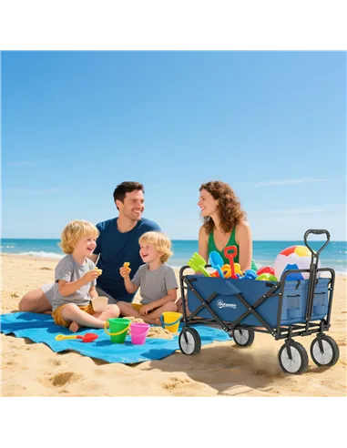 Outsunny 90L Festival Trolley on Wheels, Folding Camping Trolley Cart with Adjustable Handle, Portable for Outdoor, Garden, Shop