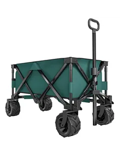 Outsunny 140L Festival Trolley on Wheels, Folding Camping Trolley Cart with Telescopic Handle, Big Wheels for Outdoor Garden Bea
