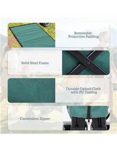 Outsunny 140L Festival Trolley on Wheels, Folding Camping Trolley Cart with Telescopic Handle, Big Wheels for Outdoor Garden Bea