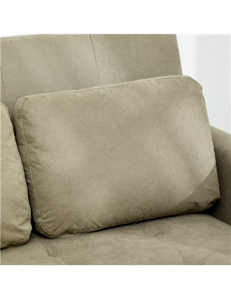 HOMCOM Loveseat Sofa Bed, Convertible Bed Settee with 2 Cushions, Side Pockets for Living Room, Light Brown