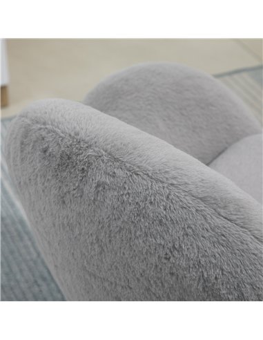 HOMCOM Makeup Vanity Chair, Cute Fluffy Desk Chair with Rolling Wheels for Bedroom Living Room, Grey