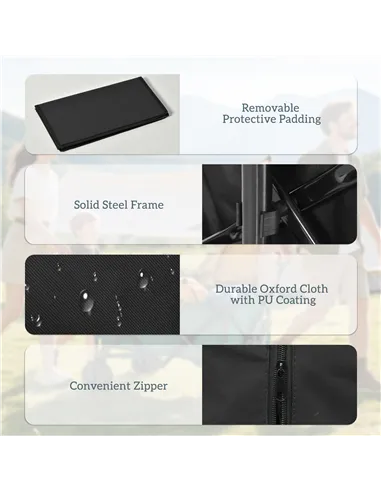 Outsunny Outdoor Folding Garden Trolley on Wheels, Capming Cargo Wagon Cart Trailer w/ Handle, Wheels for Beach Garden, Black