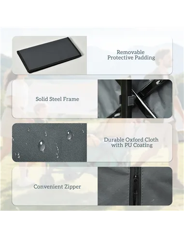 Outsunny Outdoor Pull Along Cart Folding Cargo Wagon Trailer Trolley for Beach Garden with Handle, Anti-Slip Wheel - Dark Grey