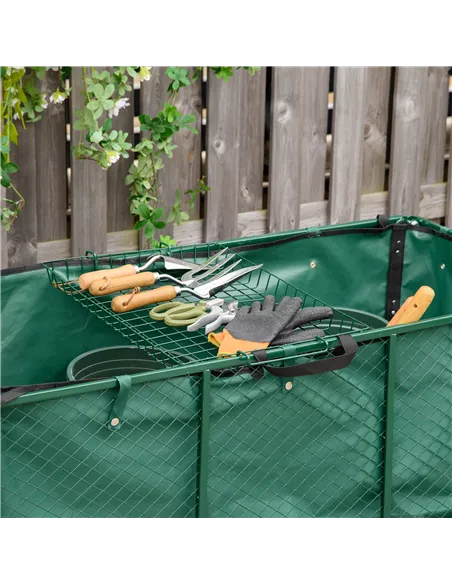 Outsunny Large 4 Wheel Heavy Duty Garden Cart Truck Trolley Wheelbarrow with Handle and Metal Frame - Green