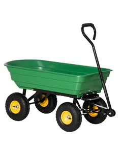 Outsunny 75 Litre Large Garden Cart, Tipping Wheelbarrows Heavy Duty Garden Dump Trolley 200kg Capacity for Festivals, Tools, Pl
