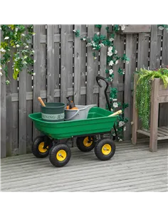 Outsunny 75 Litre Large Garden Cart, Tipping Wheelbarrows Heavy Duty Garden Dump Trolley 200kg Capacity for Festivals, Tools, Pl 2