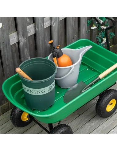 Outsunny 75 Litre Large Garden Cart, Tipping Wheelbarrows Heavy Duty Garden Dump Trolley 200kg Capacity for Festivals, Tools, Pl