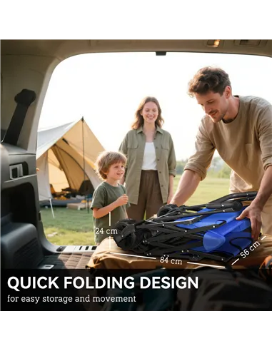 Outsunny Folding Trolley Cart Storage Wagon Beach Trailer 4 Wheels with Handle Overhead Canopy Cart Push Pull for Camping, Blue