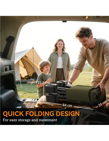 Outsunny Folding Garden Trolley, Cargo Traile on Wheels, Collapsible Camping Trolley, Outdoor Utility Wagon with Steel Frame and