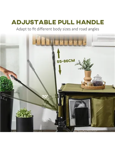 Outsunny Folding Garden Trolley, Cargo Trailer on Wheels, Collapsible Camping Trolley with Folding Board, Outdoor Utility Wagon 