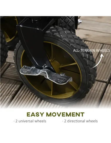 Outsunny Folding Garden Trolley, Cargo Trailer on Wheels, Collapsible Camping Trolley with Folding Board, Outdoor Utility Wagon 