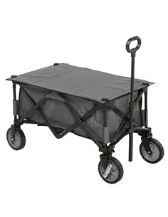 Outsunny Garden Trolley, Cargo Traile on Wheels, Folding Collapsible Camping Trolley, Outdoor Utility Wagon, Dark Grey