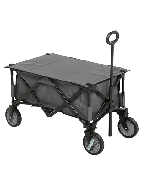 Outsunny Garden Trolley, Cargo Traile on Wheels, Folding Collapsible Camping Trolley, Outdoor Utility Wagon, Dark Grey