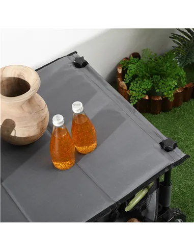 Outsunny Garden Trolley, Cargo Traile on Wheels, Folding Collapsible Camping Trolley, Outdoor Utility Wagon, Dark Grey