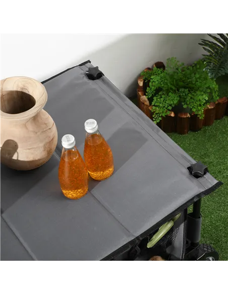 Outsunny Garden Trolley, Cargo Traile on Wheels, Folding Collapsible Camping Trolley, Outdoor Utility Wagon, Dark Grey