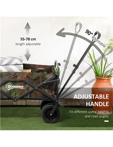 Outsunny 95L Folding Steel Frame Garden Trolley, with Handle - Multicolour