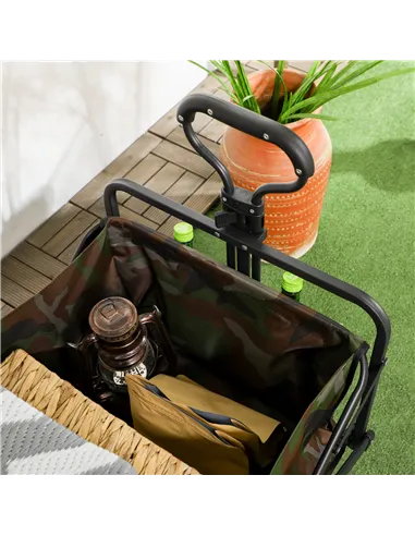 Outsunny 95L Folding Steel Frame Garden Trolley, with Handle - Multicolour