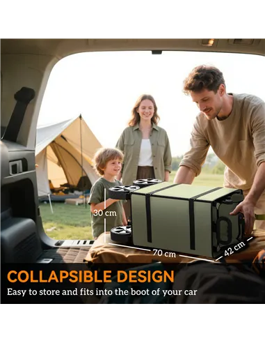 Outsunny Folding Garden Trolley, 180L Wagon Cart with Extendable Side Walls, for Beach, Camping, Festival, Green