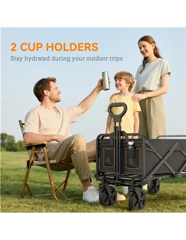 Outsunny Folding Steel Frame Garden Storage Cart, with Wheels and Handle - Black