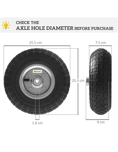 Outsunny Set of 4 Pneumatic Wheels, 10" Wheelbarrow Wheels Replacement for Barn Carts, Hose Carts, Garden Carts, Sack Trucks, Bl