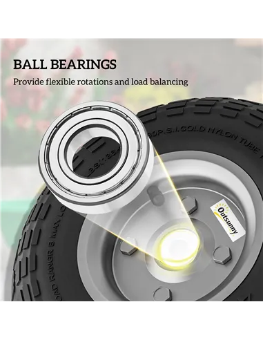 Outsunny Set of 4 Pneumatic Wheels, 10" Wheelbarrow Wheels Replacement for Barn Carts, Hose Carts, Garden Carts, Sack Trucks, Bl