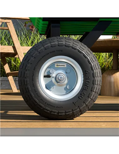Outsunny Set of 4 Pneumatic Wheels, 10" Wheelbarrow Wheels Replacement for Barn Carts, Hose Carts, Garden Carts, Sack Trucks, Bl