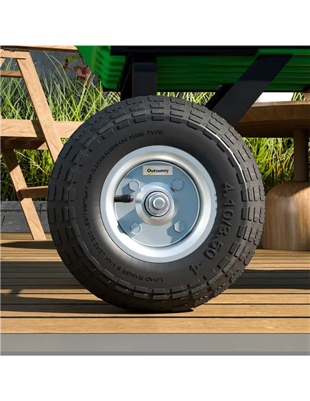 Outsunny Set of 4 Pneumatic Wheels, 10" Wheelbarrow Wheels Replacement for Barn Carts, Hose Carts, Garden Carts, Sack Trucks, Bl