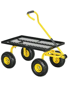 Outsunny Garden Trolley Cart, Heavy Duty Garden Cart with Metal Frame, 10" Pneumatic Wheels, Rotating Handle, 150kg Capacity, fo