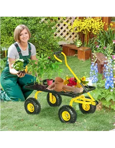 Outsunny Garden Trolley Cart, Heavy Duty Garden Cart with Metal Frame, 10" Pneumatic Wheels, Rotating Handle, 150kg Capacity, fo 2