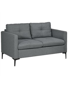 HOMCOM Two-Seater Sofa, with Steel Legs - Grey